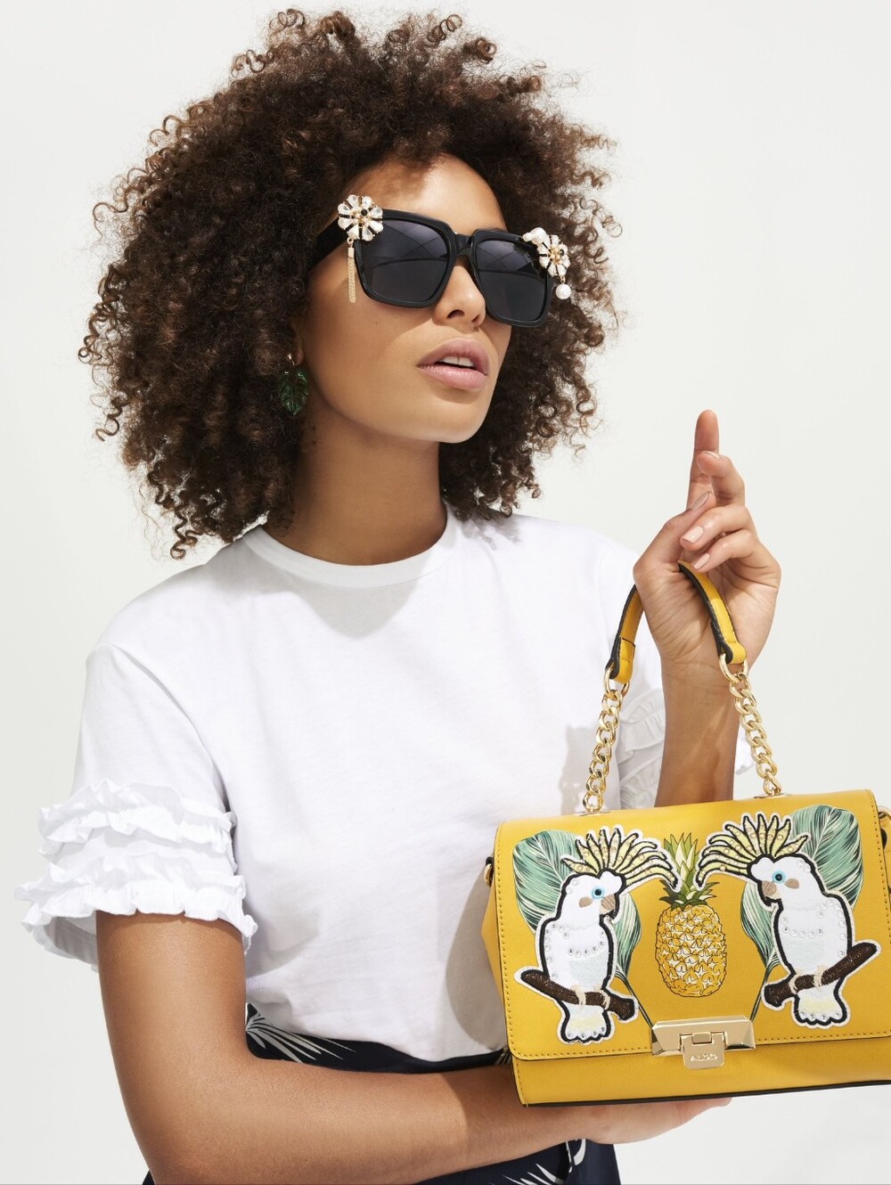Aldo Daiano Tropical Shoulder Bag Yellow EUC
